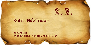 Kehl Nándor névjegykártya